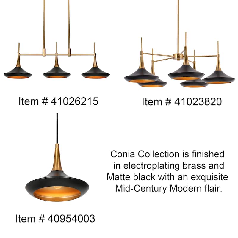 Conia Modern 3-Light Wheel Chandelier Black Gold Pendant Lights for Dining Room - 25.2" D x 11.8" H
