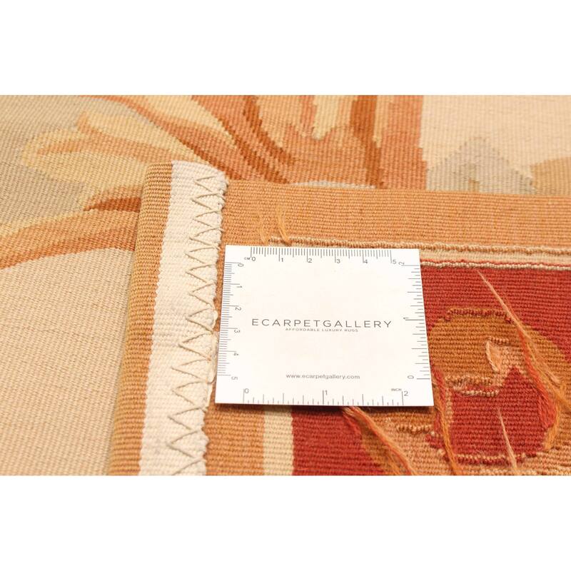 ECARPETGALLERY Flat-Weave Dynasty Light Khaki Wool Tapestry Kilim - 3'10 x 6'0