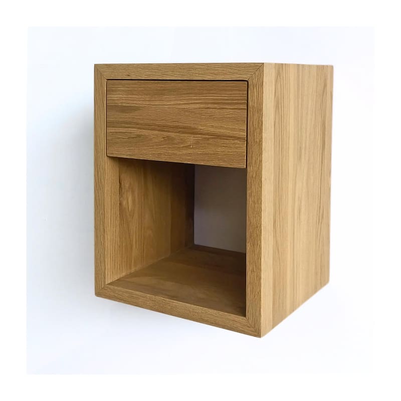 Set of 2 Floating Wooden Nightstands with Drawer, Bedroom Side