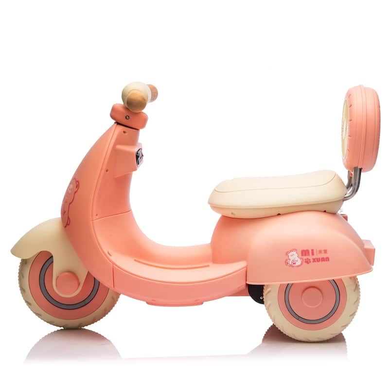 3-Wheel Scooter Ride-On Scooter with Parent Remote Control, Pink Battery Powered Electric Car with Bluetooth Music