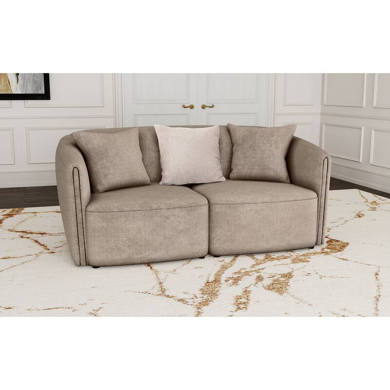 Townsend Chenille Upholstered Rolled Arm Loveseat Latte - N/A