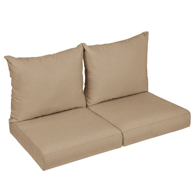 Sorra Home Outdoor Valdese Boucle Loveseat Pillow and Cushion Set