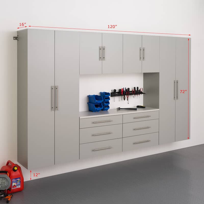 Prepac HangUps 120-inch 6-piece Storage Cabinet Set I - Light Gray