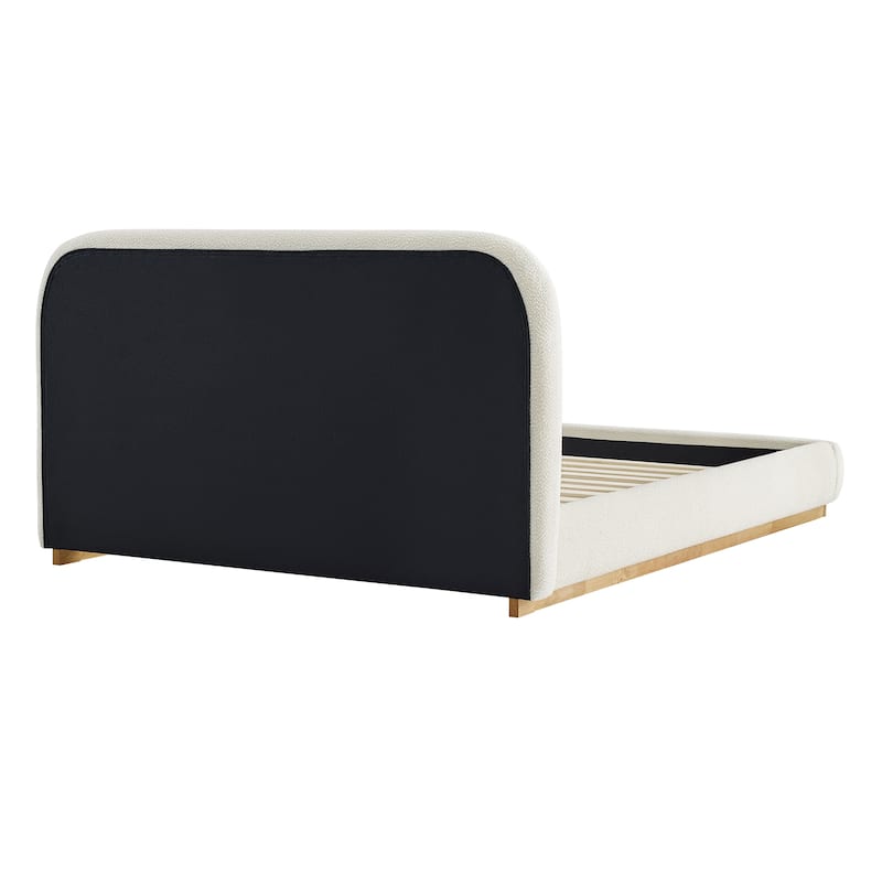 Spruce & Spring Modern Boucle Upholstered Platform Bed with Solid Wood Frame
