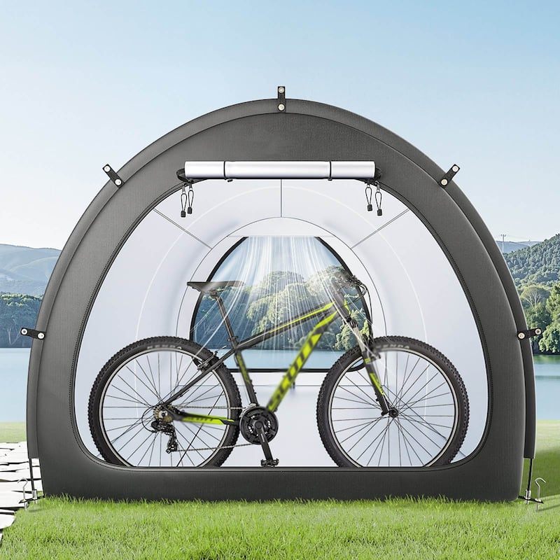 Black Outdoor Bike Shed for 5+ Bicycles Waterproof Oxford Fabric Storage Tent with Dual Doors - 67.20" x 84" x 96"