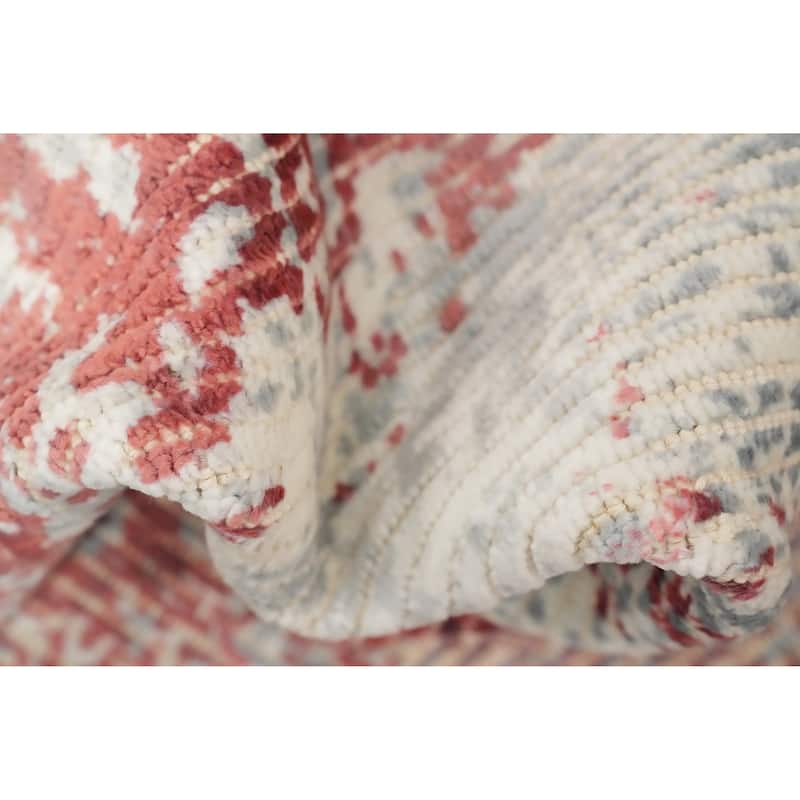 Hand Knotted Oriental Viscose Silk Carpet Modern All-Over Multi-Colored Abstract Area Rug - 4' 0'' X 2' 0''