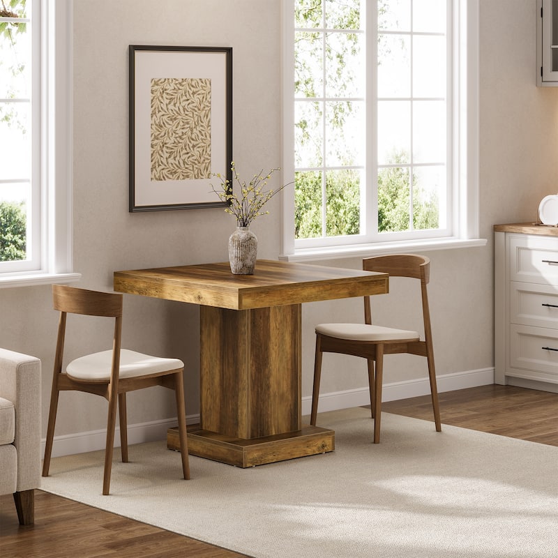 Rustic Suqare Kitchen Dining Table for 4, Dinner Table For Small Spaces, Dining Room - 31.5" L x 31.5" W x 29.53" H - Rustic Brown