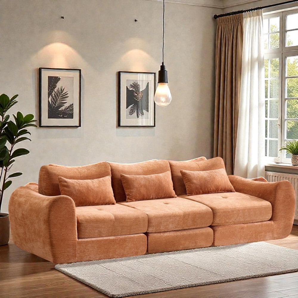 Modular Cloud Sofa, Convertible Folding Sofa Bed, 3-Seat Cushioned Sectional Couch for Living Room Bedroom