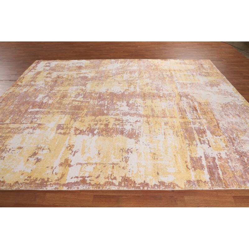 Abstract Area Rug Hand-Knotted Living Room Wool Carpet - 7'11" X 10'3"