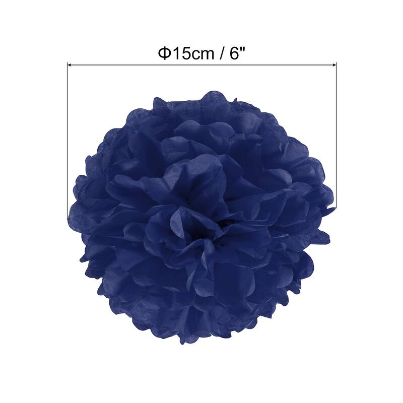 20Pcs Tissue Pom Poms Paper Flowers Ball Party Wedding Decor - Navy Blue - 6"