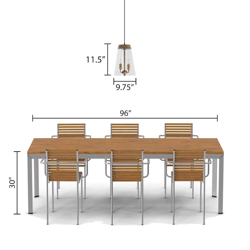 Kian River of Goods Gold and Clear Metal, Glass, and Mango Wood Pendant Light with Adjustable Hanging Cord