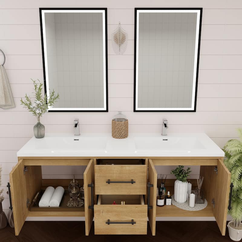 Victoria 60'' Wall-mounted Vanity with Double Reinforced Acrylic Sink