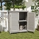 preview thumbnail 3 of 28, GDFStudio - Outdoor Wooden Potting Bench with Metal Tabletop Workstation and Storage Cabinet Grey