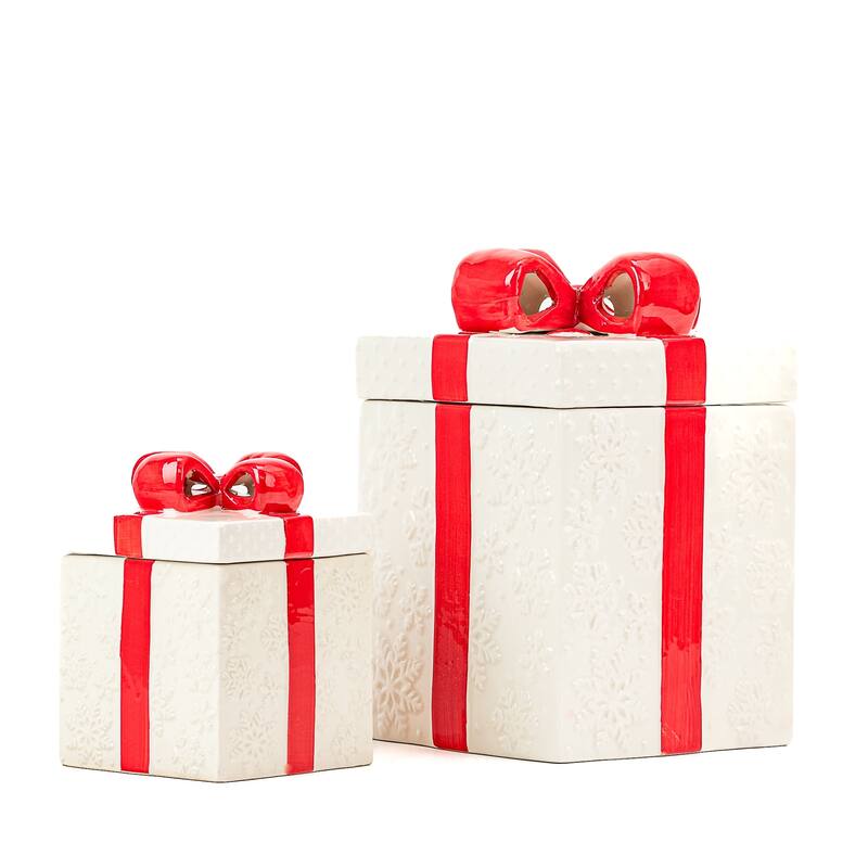 10 Strawberry Street Set of 2 Gift Box Cookie Jars