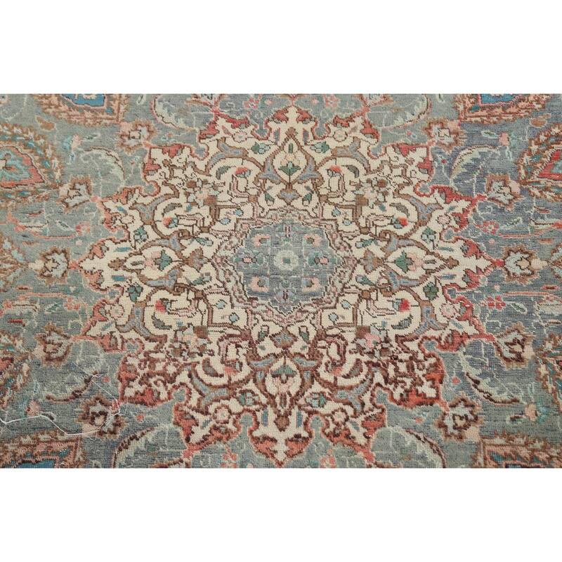 Distressed Floral Tabriz Persian Area Rug Hand-knotted Wool Carpet - 7'9" x 10'8"