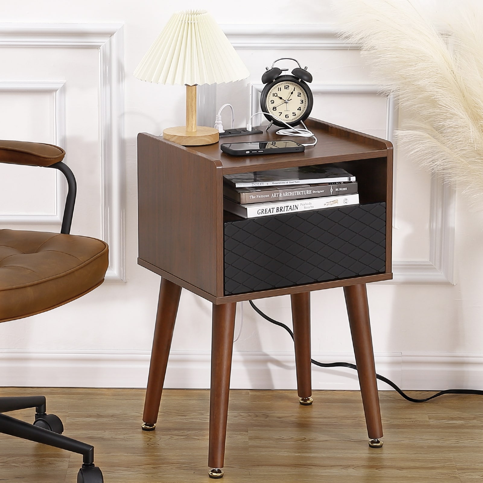 Mid century sale charging nightstand