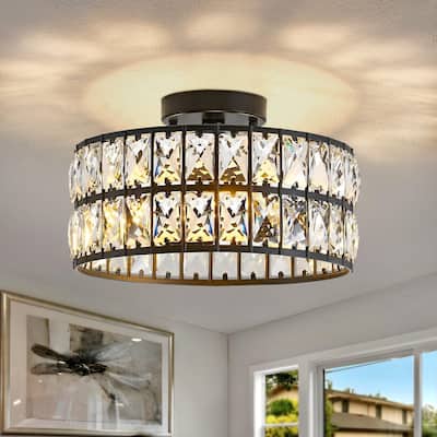 3-light chandelier light black ceiling light metal,crystal kitchen light