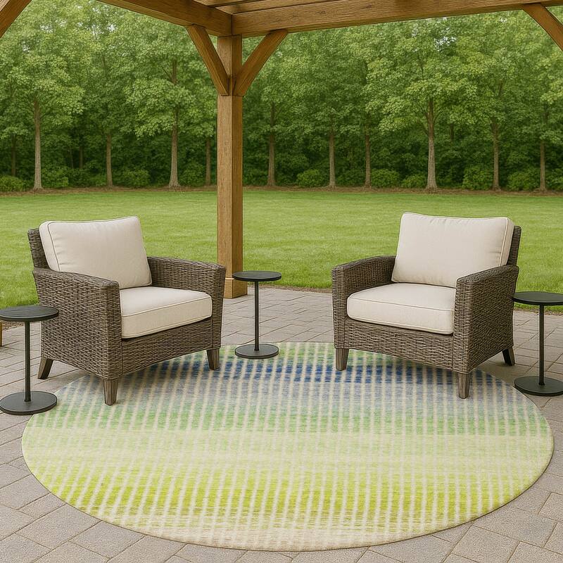 Machine Washable Indoor/ Outdoor Contemporary Stripes Chantille Rug - Paprika - 8' x 8'