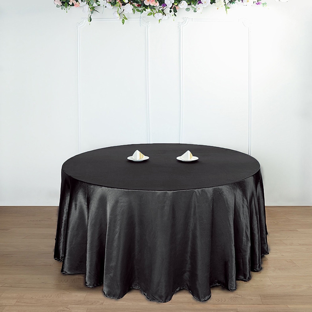 Packs of 5 or 10 Black Banquet Linen Tablecloth  Round Seamless Polyester 