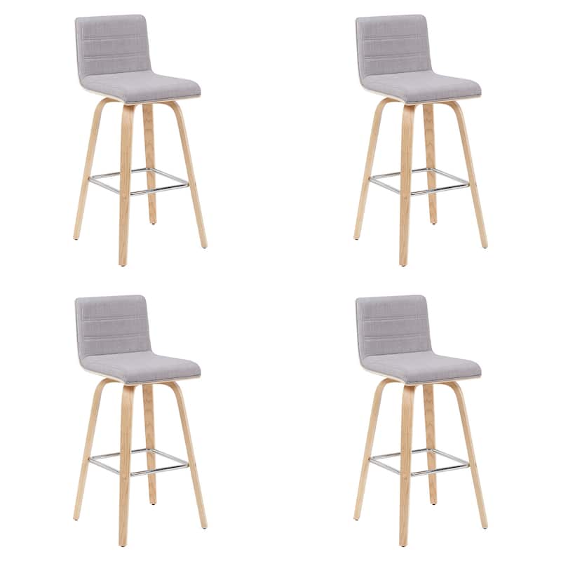 Skara Swivel Bar Stool, Upholstered Bar Height Chair with Bentwood Frame