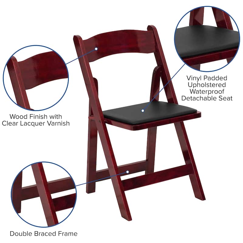 Vinyl-padded Wood Folding Chair (Set of 4)