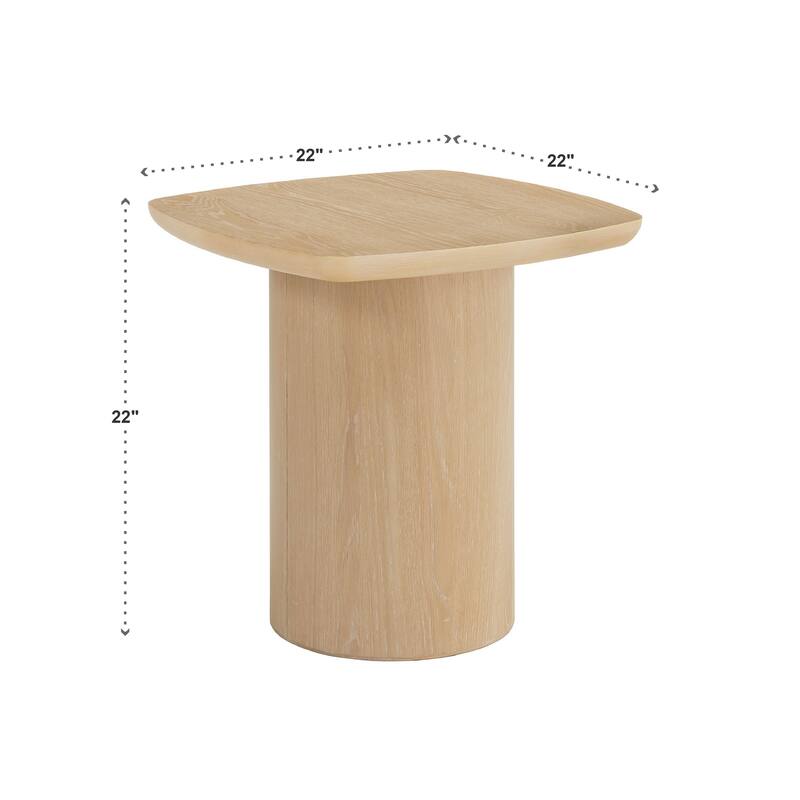 Edo Contemporary Oak-Finished Table with Sturdy Column Base by iNSPIRE Q Modern