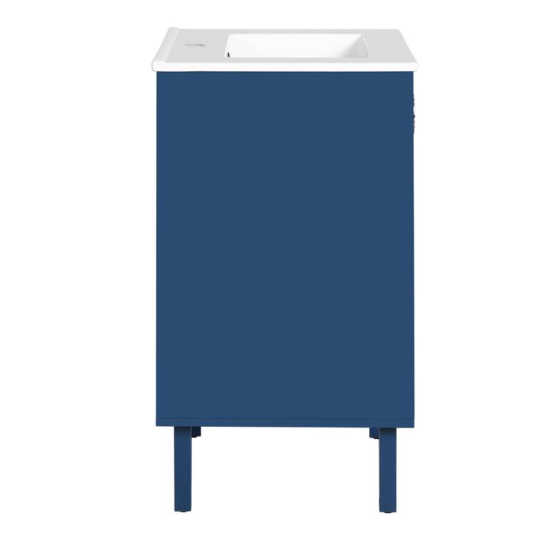 20'' Freestanding Bathroom Vanity with Single Integrated White Ceramic Sink - 20.3'' x 18.5'' x 33.9''