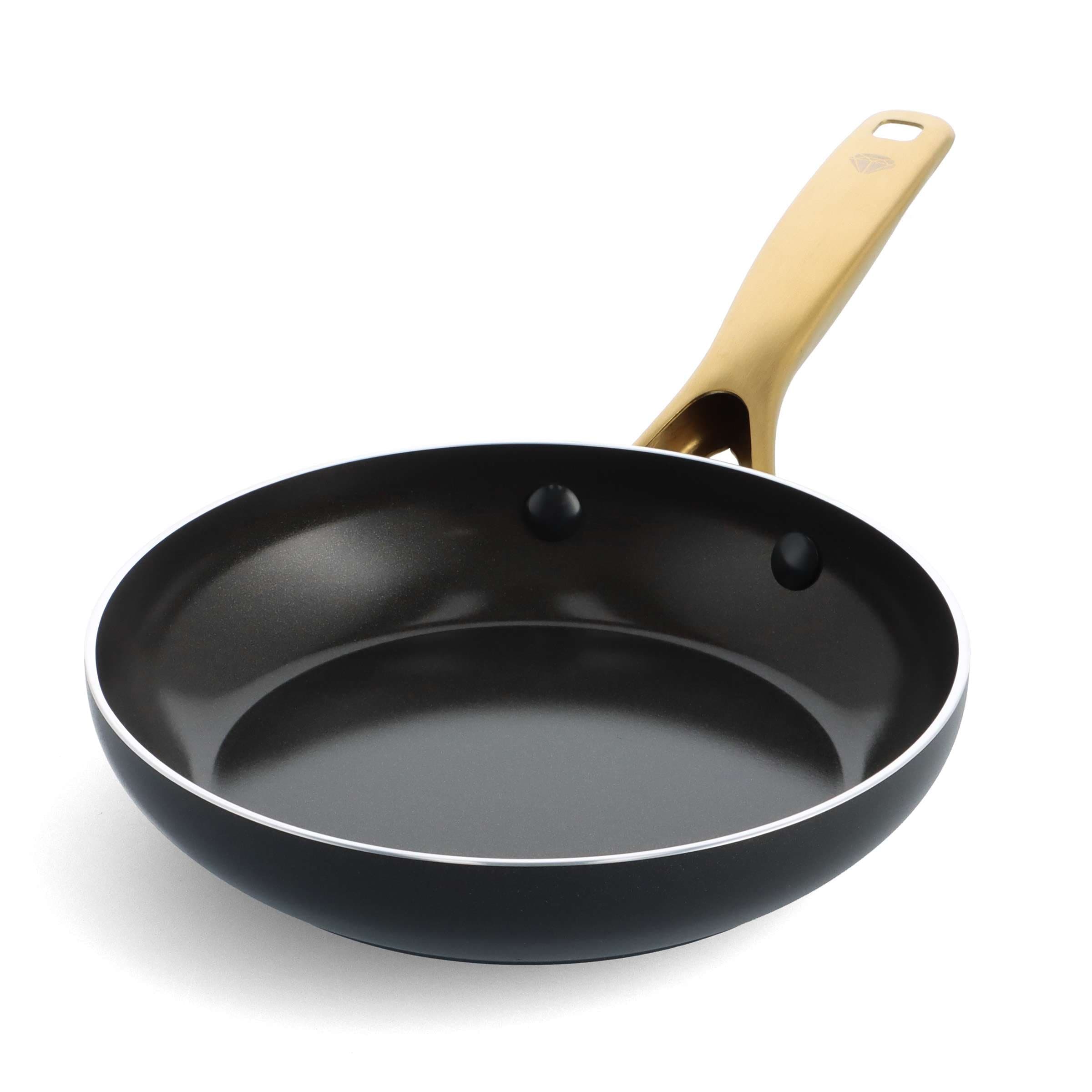 Reserve Ceramic Nonstick 8, 9.5 and 11 Frypan Set | Black with Gold Tone  Handles
