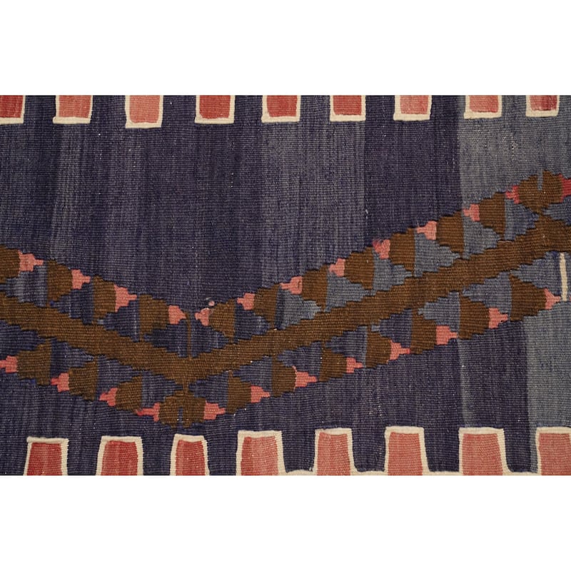 Hand Woven Oriental 100% Wool Carpet Southwestern Tribal Oranges & Rust Kilim Area Rug - 9' 3'' X 5' 1''