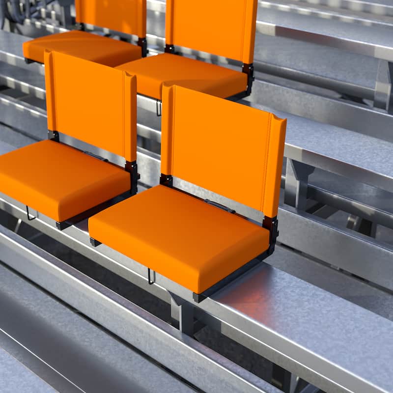 2 Pack 500 lb. Rated Lightweight Stadium Chair-Handle-Padded Seat - Orange
