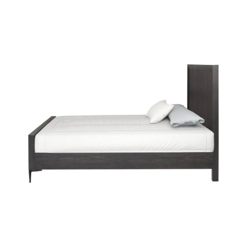 Kaira King Size Bed, Metal Accents, Espresso Brown Solid Rubberwood