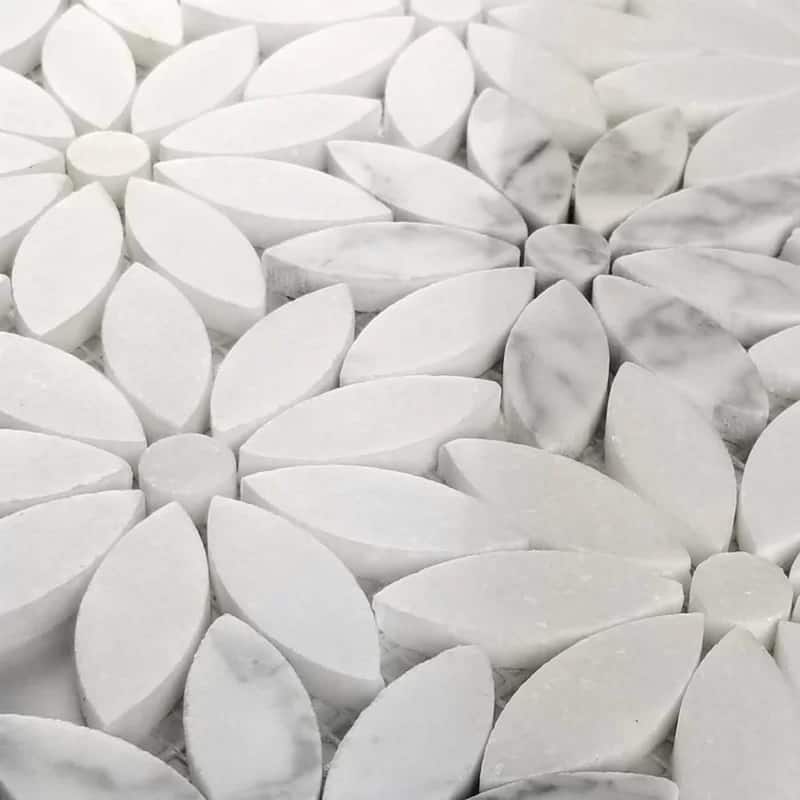 Carrara Marble Mosaic Decorative Backsplash Tile, 11"x 12"x 0.38"/pc - 20pc