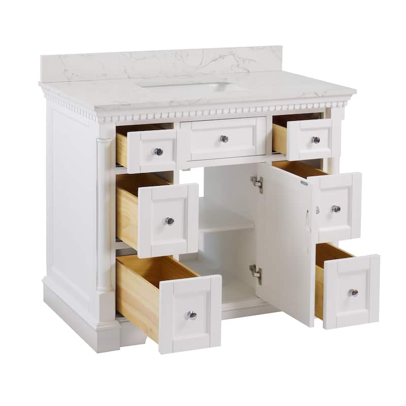 KitchenBathCollection Sydney 42" Bathroom Vanity with Engineered Marble Top