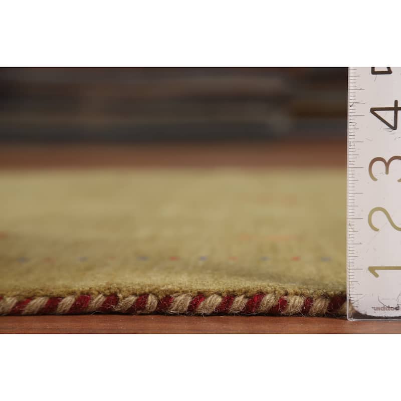 Hand Knotted Oriental 100% Wool Carpet Tribal Animal Pictorial Green Gabbeh Area Rug - 5' 11'' X 3' 11''