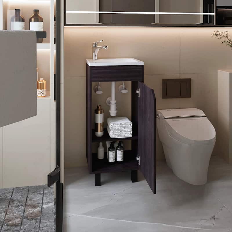 Compact and Stylish Bathroom Vanity with Integrated Sink
