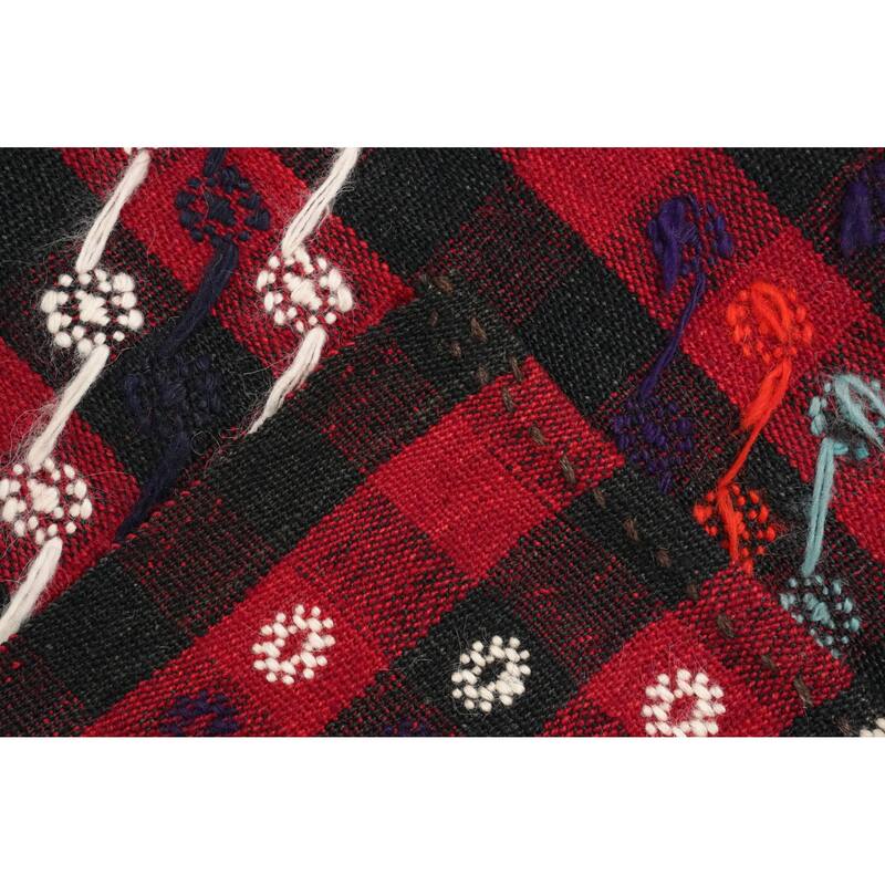 Hand Woven Oriental 100% Wool Carpet Southwestern Geometric Red Kilim Area Rug - 8' 3'' X 6' 3''
