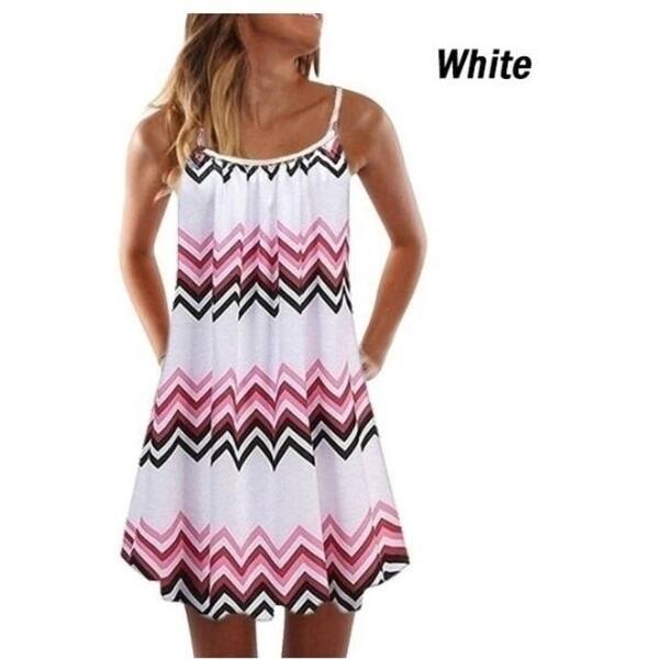 Shop Women Beach Dress Summer Casual Spaghetti Strap Sundress