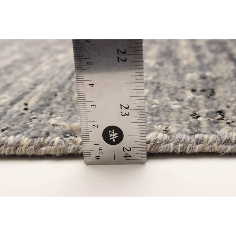 ECARPETGALLERY Hand-knotted Silk Shadow Grey Viscose, Wool Rug - 2'7 x 11'10