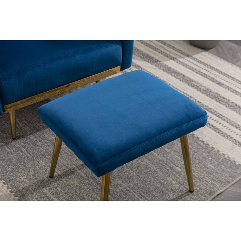 Velvet Accent Chair with Adjustable Armrests and Backrest, Button Tufted Lounge Chair, Single Recliner Armchair with Ottoman