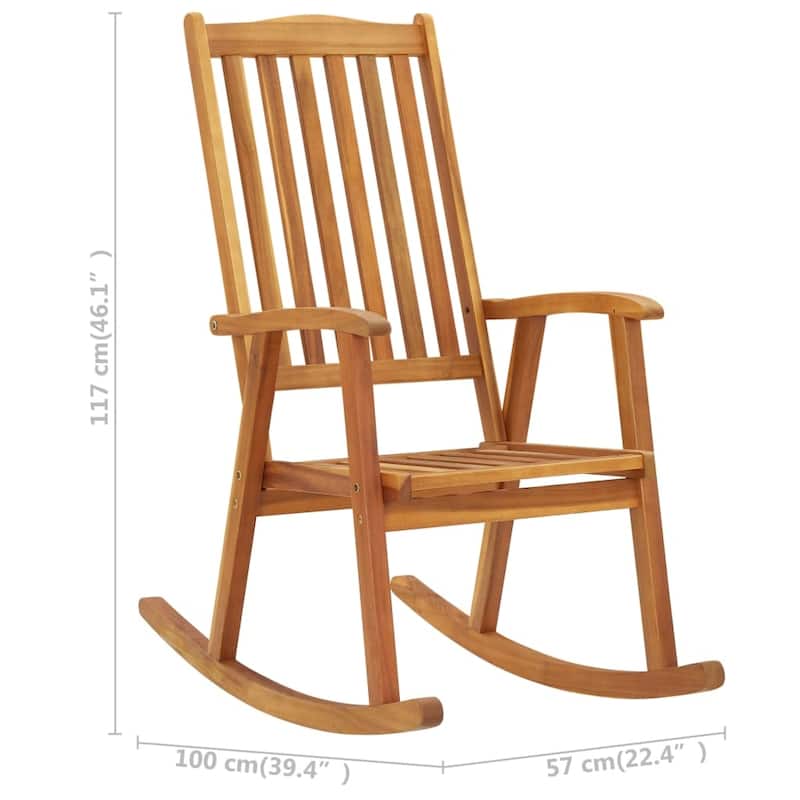 vidaXL Rocking Chair with Cushions Gray Solid Acacia Wood