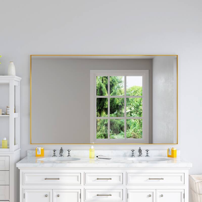 TOOLKISS Right Angle Aluminum Frame Bathroom Vanity Mirror with Clear Glass