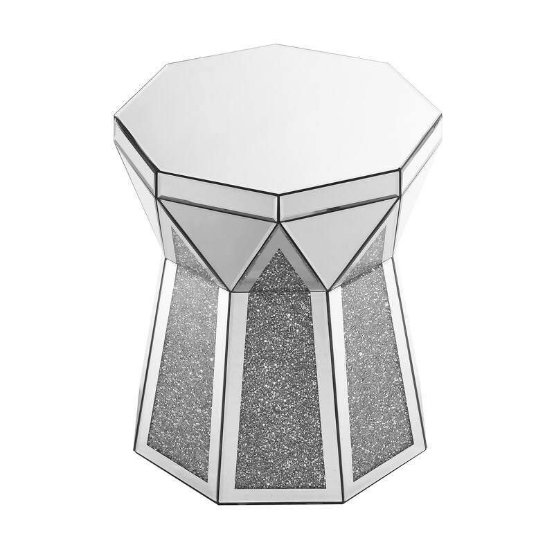 20" Modern Square Coffee Table with Crushed Diamonds Framing for Living Room