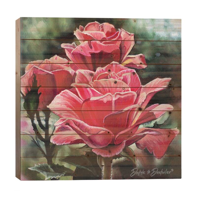 3 Roses Print On Wood by Dakota Daetwiler - Multi-Color - 26x26x1.5