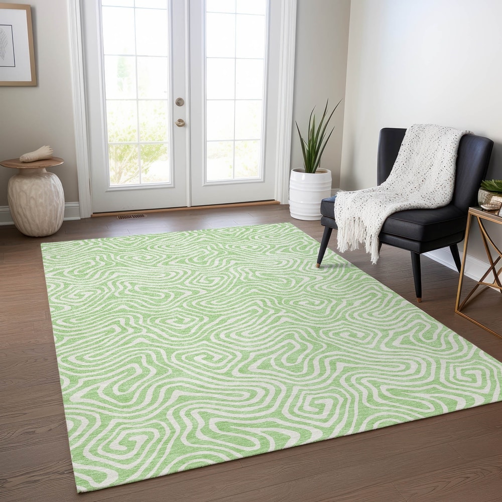 Machine Washable Indoor/ Outdoor Modern Trance Chantille Rug