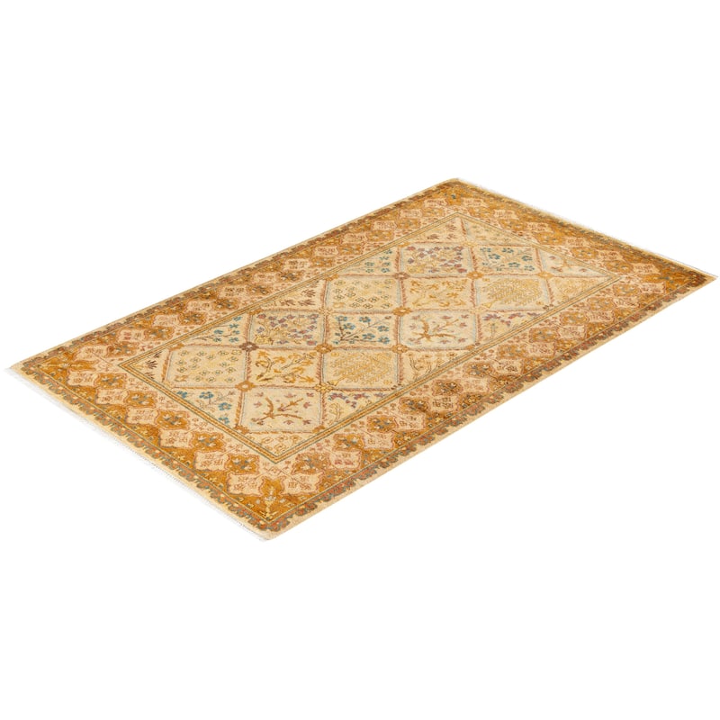 Overton Hand Knotted Wool Vintage Inspired Traditional Ottoman Ivory Area Rug - 3' 2" x 5' 3"
