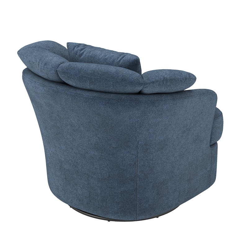 Upholstered Swivel Accent Chair Barrel Armchair Metal Frame with Pillows Living Room Chair