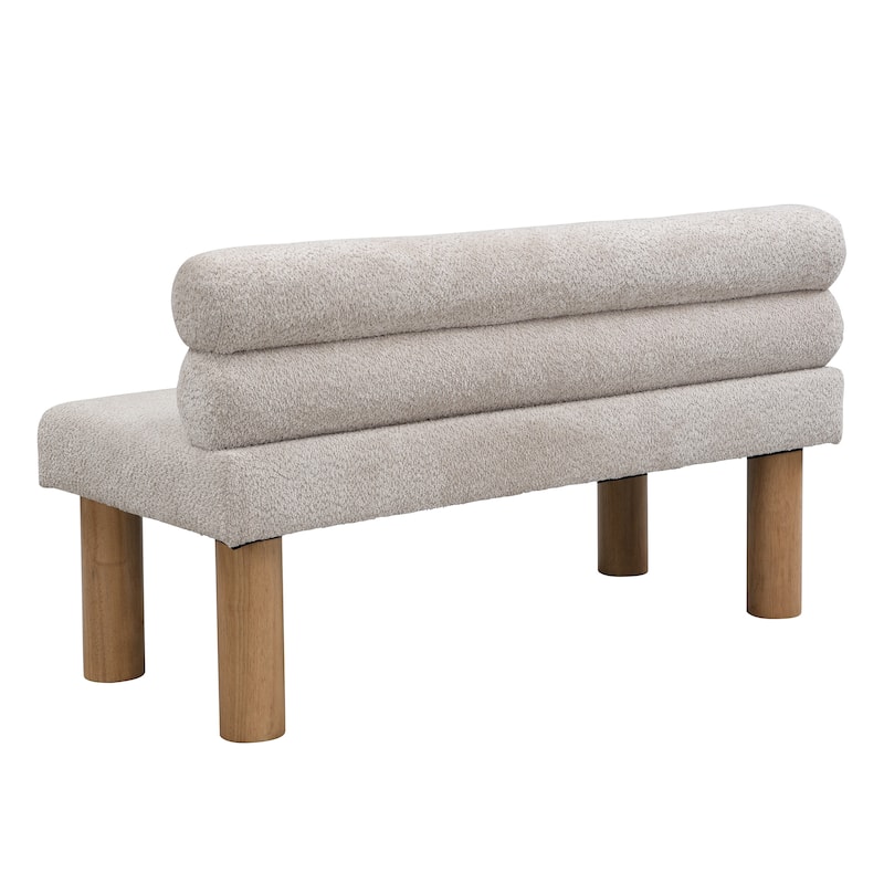 Roomfitters Upholstered Dining Bench, End of Bed and Entryway Seating, Boucle Ottoman with Rubber Wood Legs