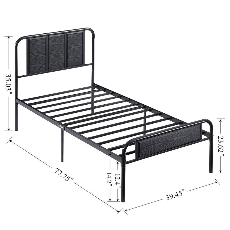 VECELO Platform Bed Frame with Wood Headboard,Twin/Full/Queen Size Bed