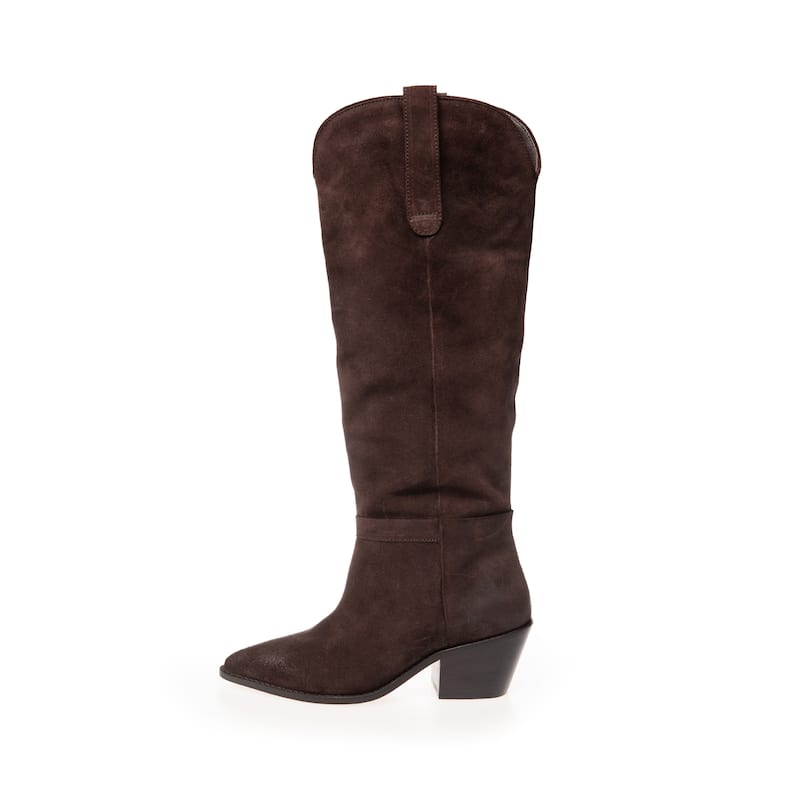Copenhagen Shoes Suede Tall Western Boot - Coffee Bean - 37