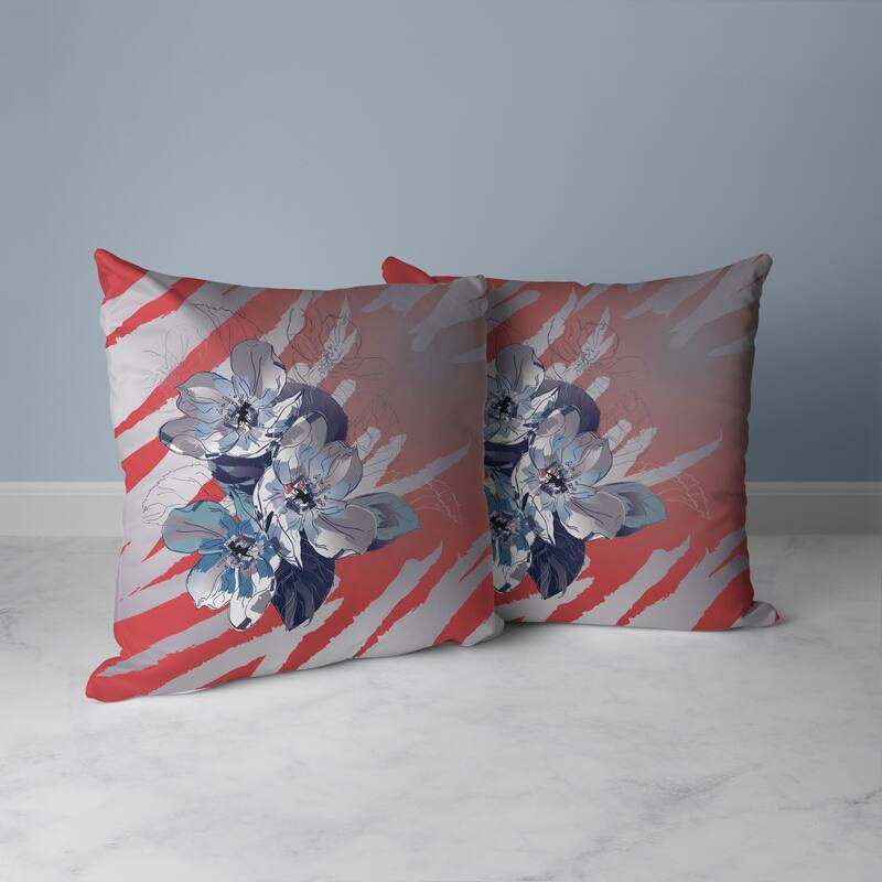 Rosemary Romance Faux Suede Reversible Throw Pillow Silver and Red